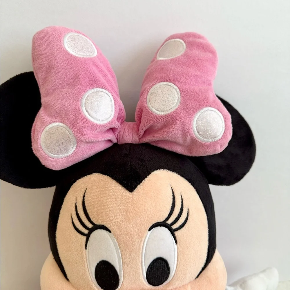Disney Minnie Mouse Plush 27” Stuffed Animal Pink Polka Dot Bow and Dress